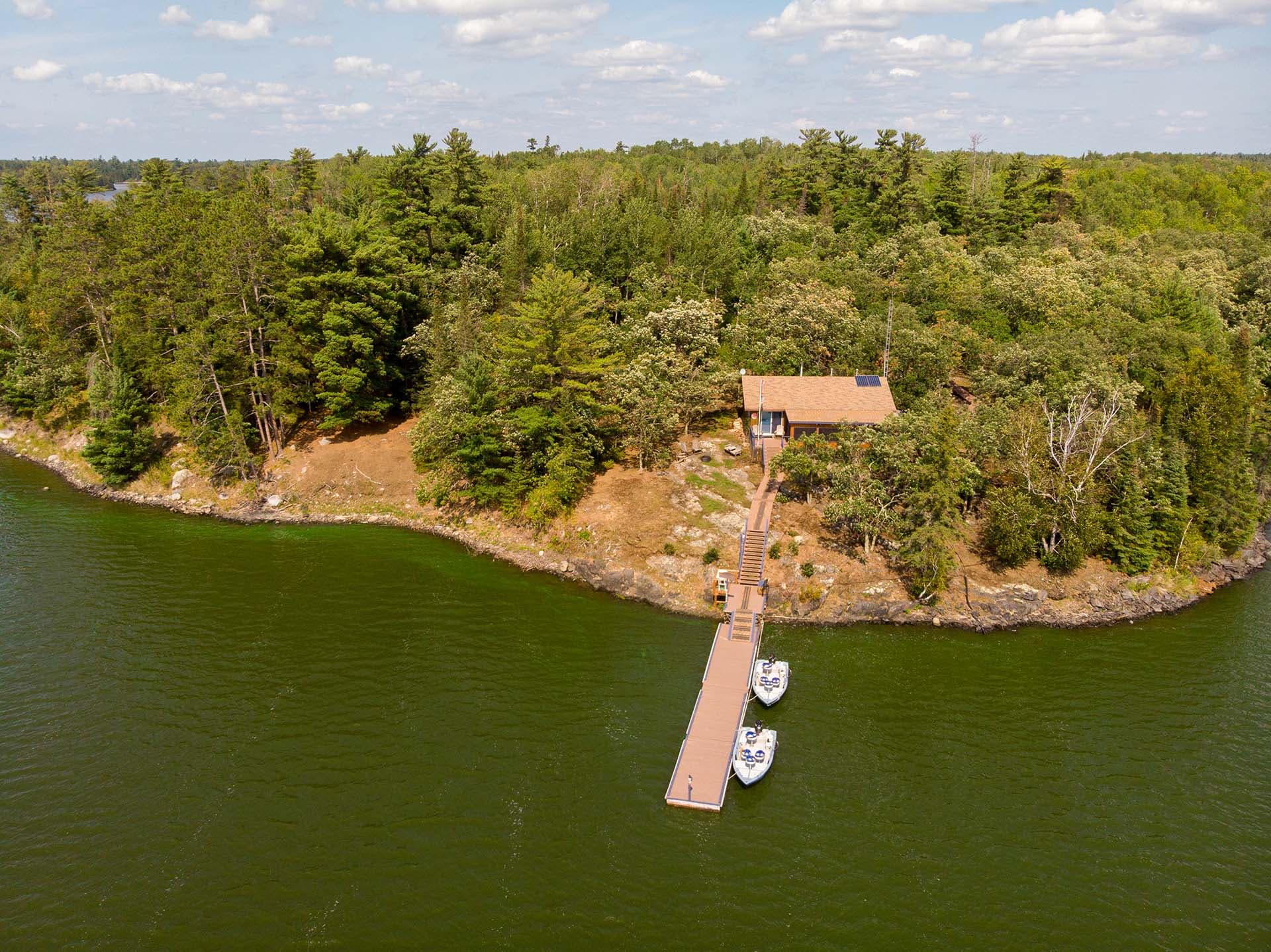 French Portage Deck and boats Drone View 